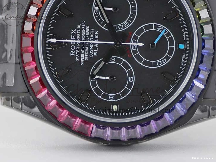 0515 Functional Daytona All Black PVD TWF Best Edition Rainbow Diamonds Bezel Black Dial on PVD Bracelet A 2449